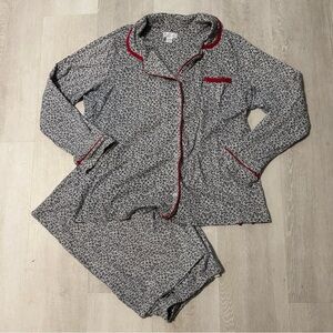 Celestial dreams Gray and Red Trim Pajama Set
